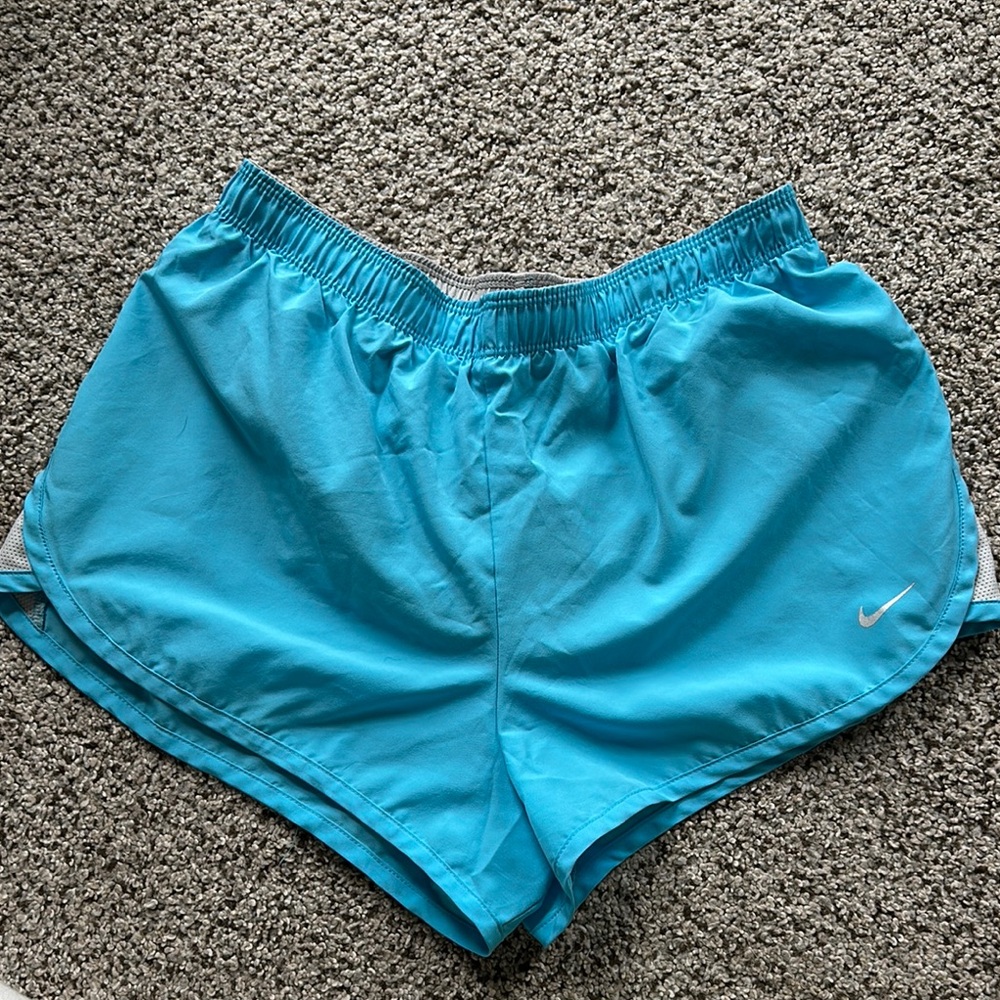 Nike Women's Blue Running Shorts with Grey Accents Size Small